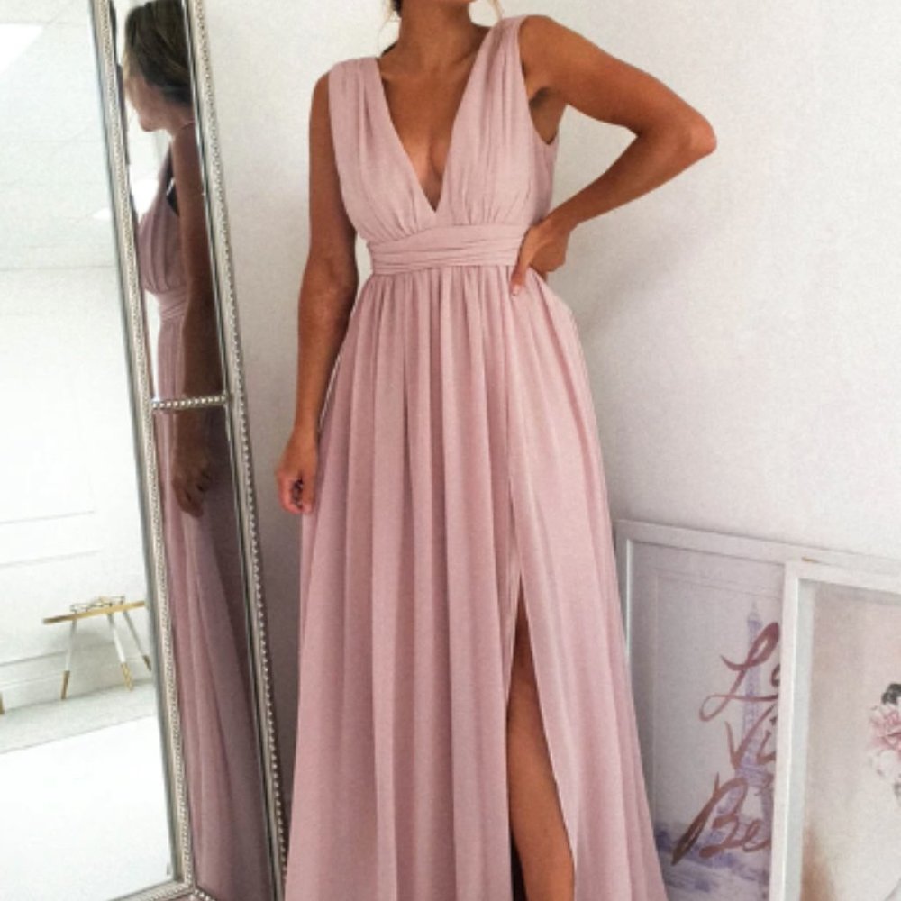 Maniju BELLE CHIFFON MAXI GOWN, Dusty Lavender